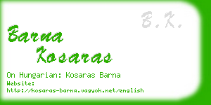 barna kosaras business card